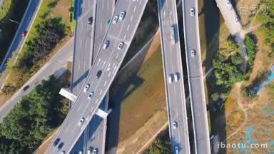 4K城市交通_俯拍城市错综复杂高架立交桥